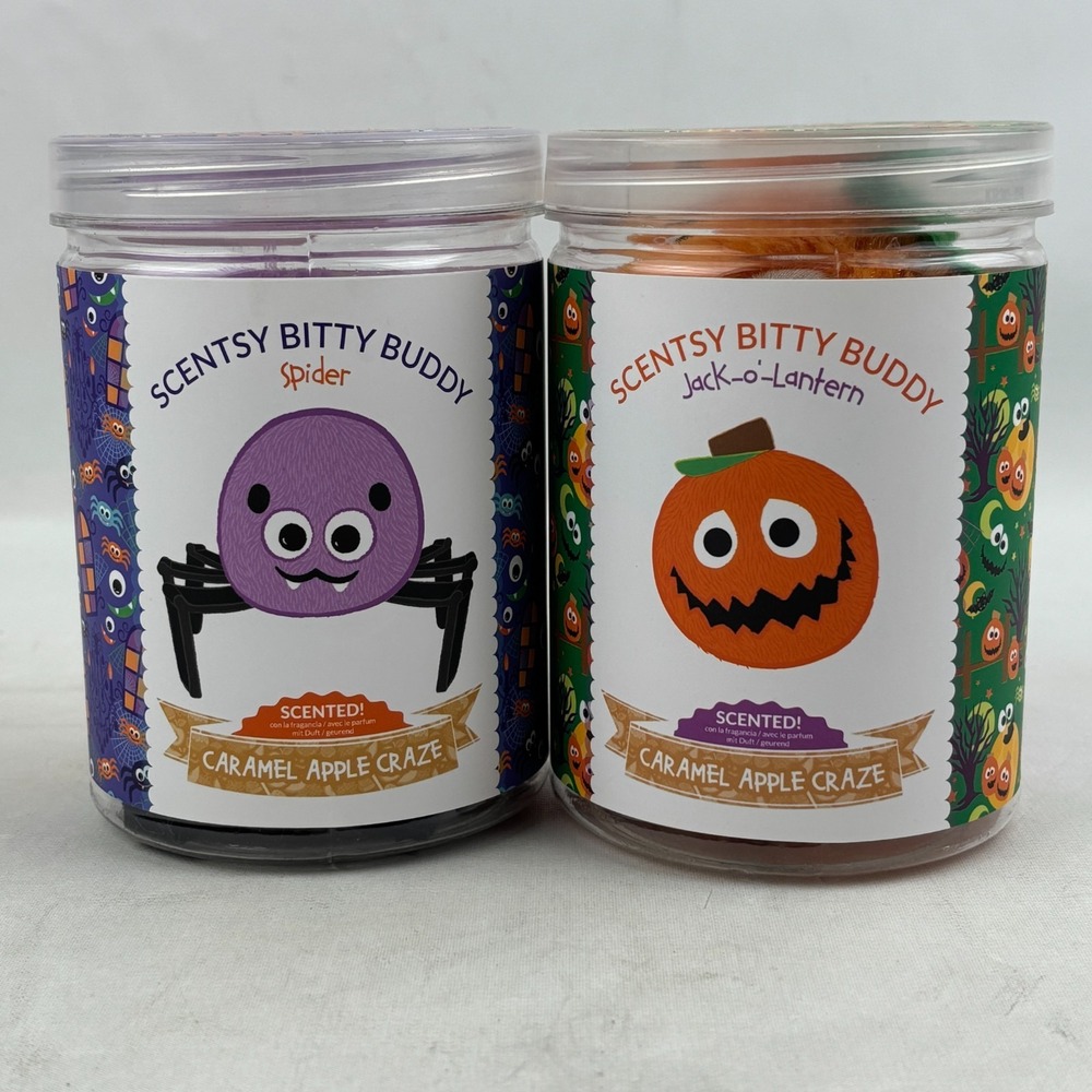 Scentsy Bitty Buddy Spider Jack-o-Lantern Lot Caramel Apple Craze Halloween